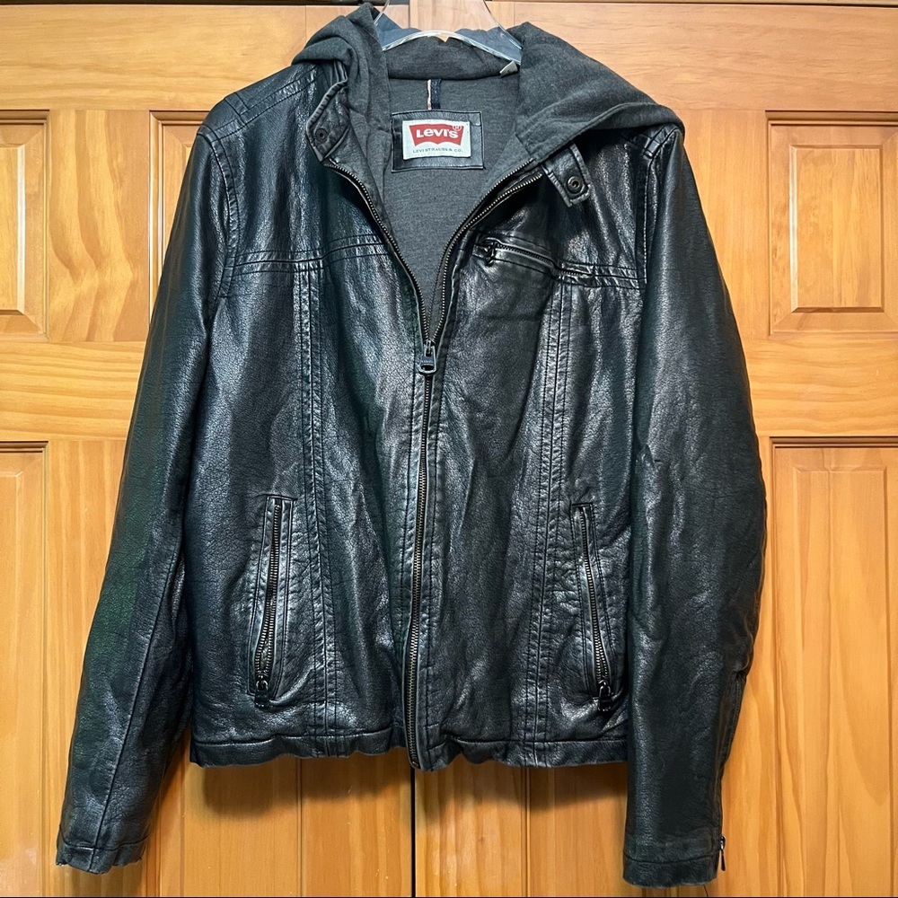 Levi’s Black Faux Leather Coat Size Small